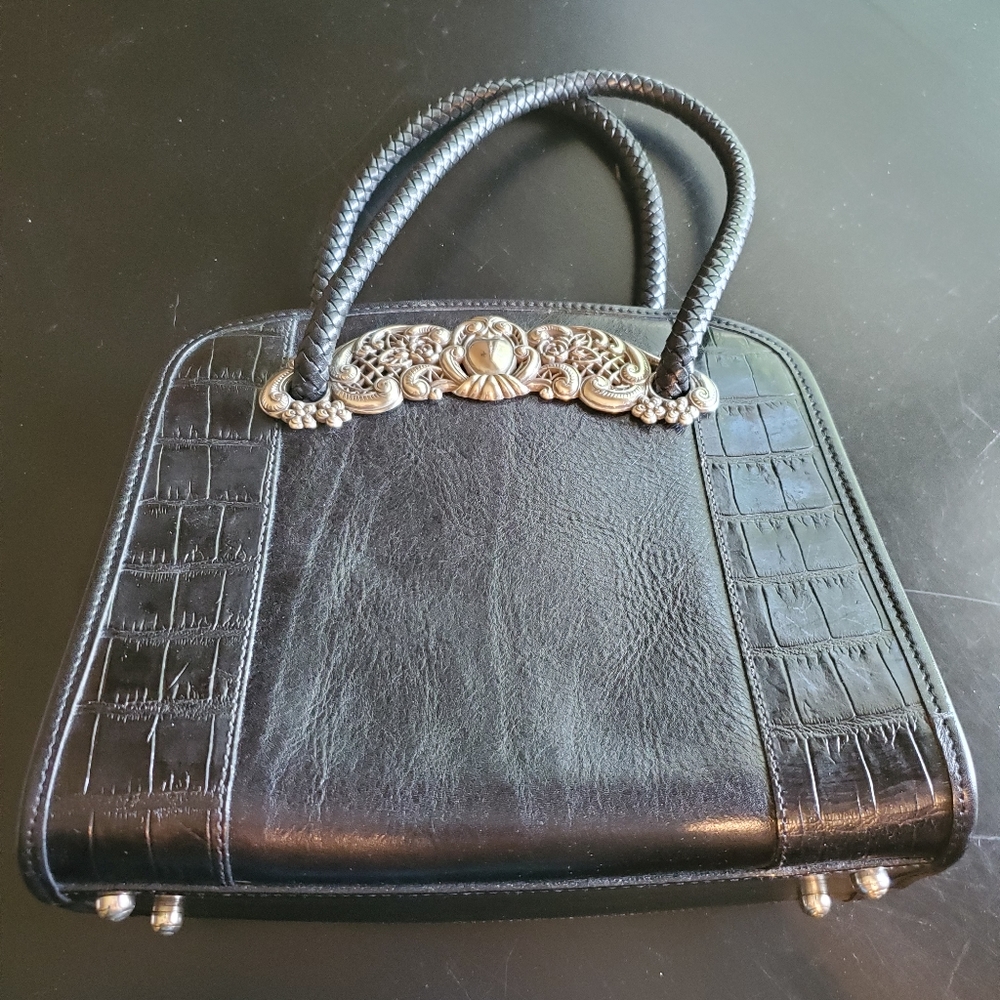 Brighton black leather tote